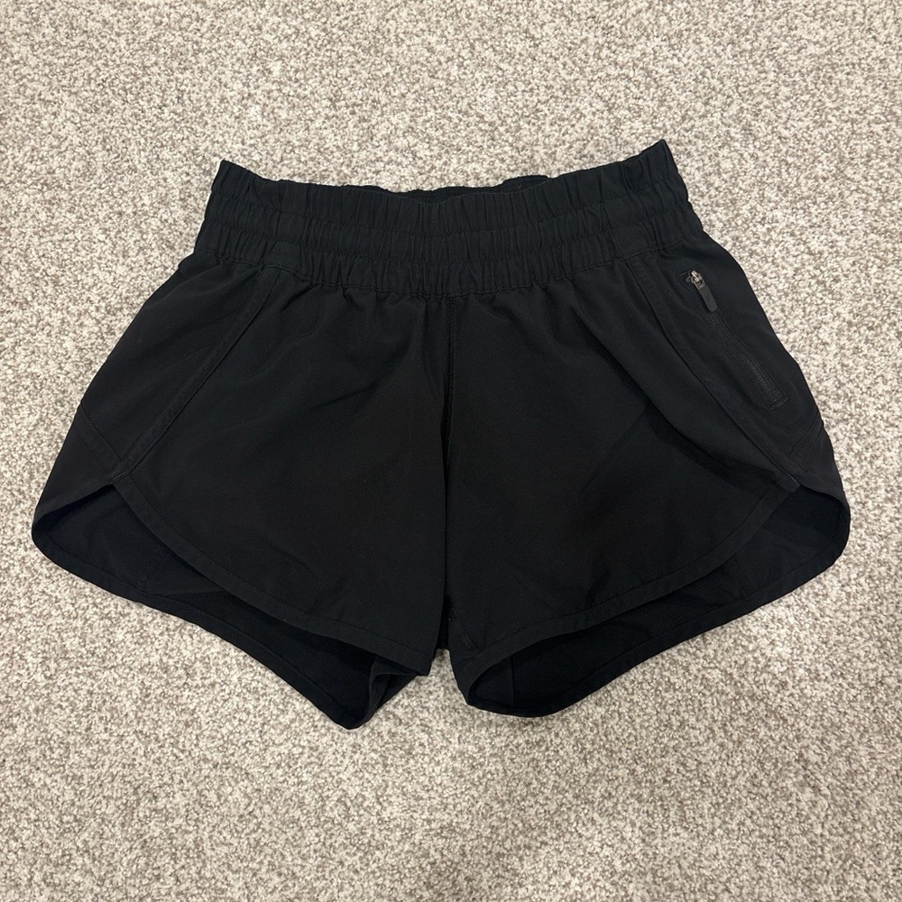 Lululemon “ Track that mid-rise” Black Shorts